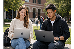 Students using Macbook Air and Macbook Pro