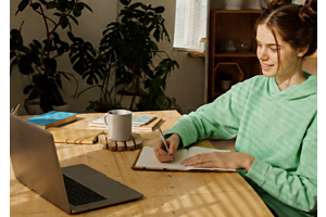Student studying online