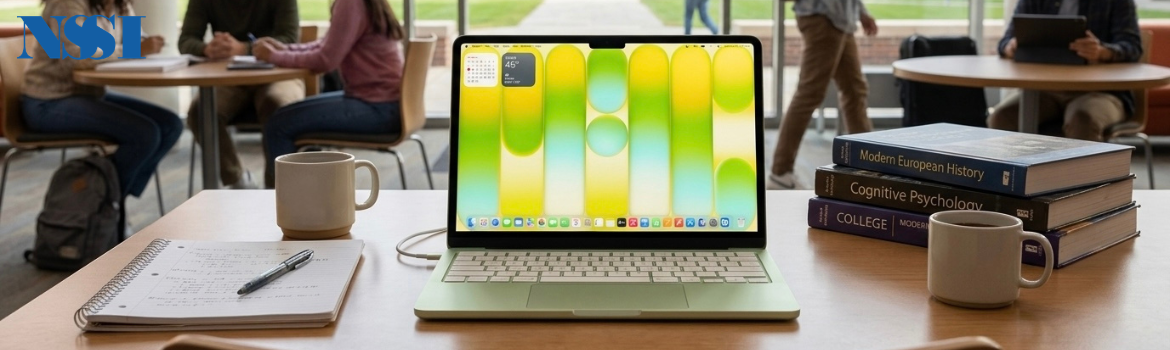 Macbook Neo in college setting