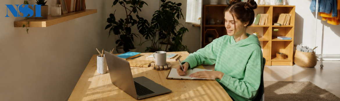 Student studying online