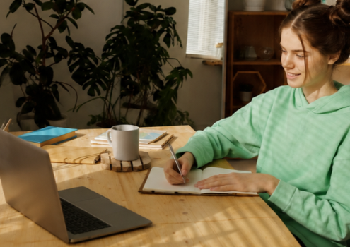 Student studying online