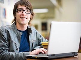 College Student Using Laptop