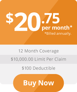 Highest Price Option: $10,000 Coverage Limit Per Claim, $100 Deductible