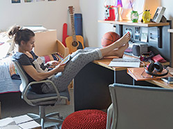 College Student in dorm room