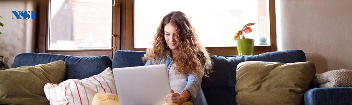 A girl working on her laptop