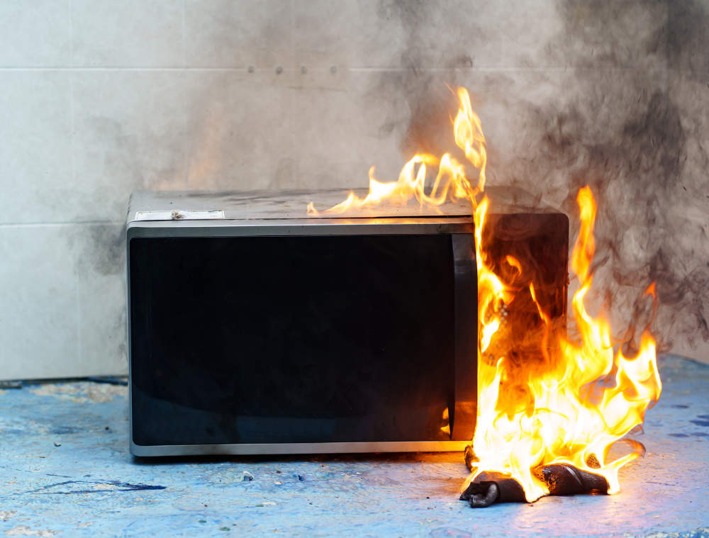 Microwave on fire